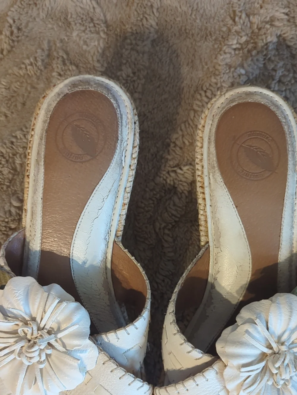 Cottagecore Milkmaid Womens Wedge Sandals Floral Neutral Quiet Luxury Dainty 9.5
